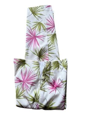 Talbots Women's Tropical Leaf Print Silk Blend Lined Pink Green Side Zip Size 2